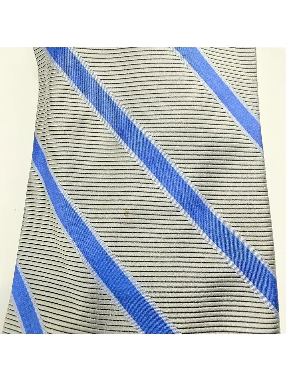 Brooks Brothers Tie Men's Silver Blue Stripe 100% Silk